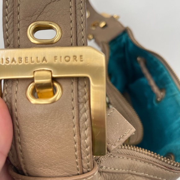 Isabella Fiore Embroidered Tan Leather Boho Hobo Shoulder Strap Purse - Picture 15 of 16